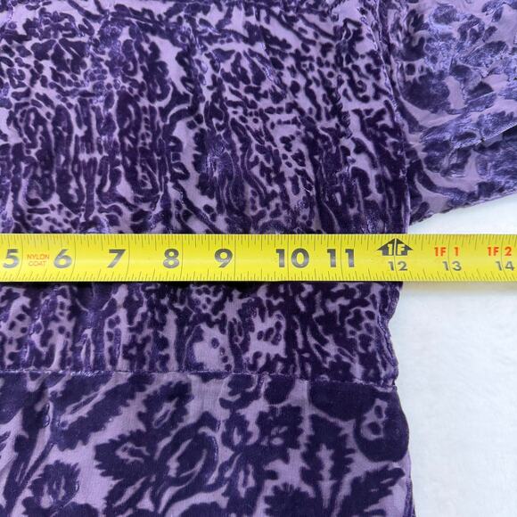 Carol Anderson Purple Burnout Velvet Floral Midi Dress Size XS Boho Gypsy Hippie - Picture 4 of 6
